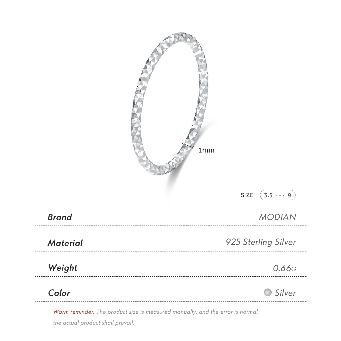 MODIAN 925 Sterling Silver Wavy Sparkling Simple Ring Trendy Stackable Charm Ring Platinum Plated Fine Jewelry For Women Gifts