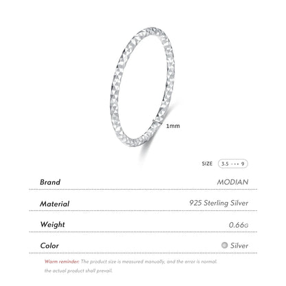 MODIAN 925 Sterling Silver Wavy Sparkling Simple Ring Trendy Stackable Charm Ring Platinum Plated Fine Jewelry For Women Gifts