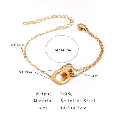 PAXA Luxury Elegant Crystal Stainless Steel Chain Bracelet for Women Fashion Roman Numerals Bracelets Charm Female Jewelry Gifts