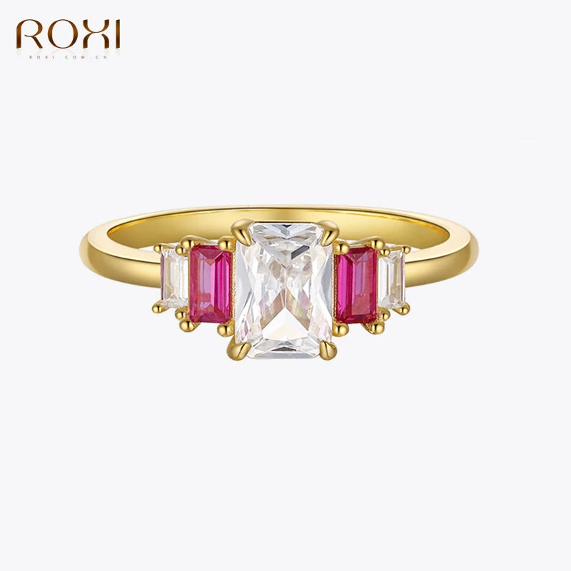 ROXI Geometric Crystal Rings For Women Men Wedding Rings 925 Sterling Silver Ring Gift Party Engagement Jewelry anillos кольца