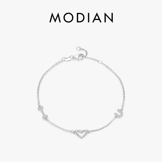 MODIAN Romantic Love Bracelet 925 Sterling Silver Hearts Sweet Bracelets For Women Female Wedding Anniversary Fine Jewelry