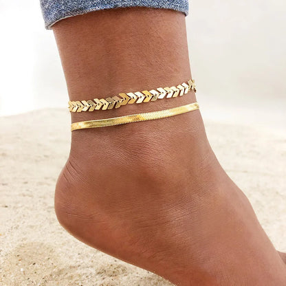 Anti Allergy Stainless Steel Women Snake Chain Anklets, Summer Ocean Beach Ankle Foot Leg Bracelet, Mother Daughter Gift Jewelry