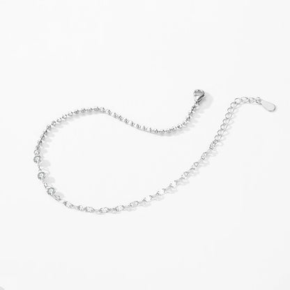 Ailmay 100% 925 Sterling Silver Classic Simple Zircon Stackable Chain Link Bracelets For Women Engagement Wedding Fine Jewelry