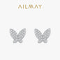 Ailmay Solid 925 Sterling Silver Luxury Full Zirconia Charm Butterfly Animal Stud Earrings Fine Jewelry For Women Christmas Gift