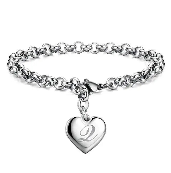 New 925 Sterling silver noble Heart 26 Letteres chain Bracelets for women Fashion Designer brand party wedding Jewelry gifts