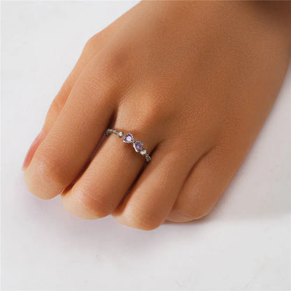 ROXI 925 Sterling Silver Open Ring Luxury Purple Zircon Finger Rings For Women Engagement Weddings Party Jewelry anillos