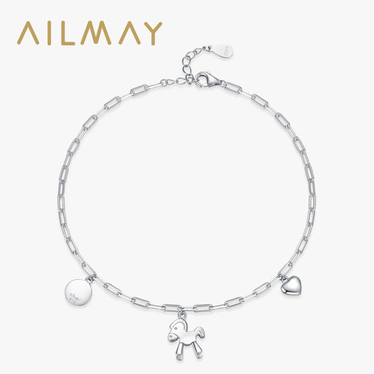 Ailmay Sterling Silver 925 Unique Fashion Horse Animal Design Adjustable Bracelets For Women Girls Party Accessories Jewelry