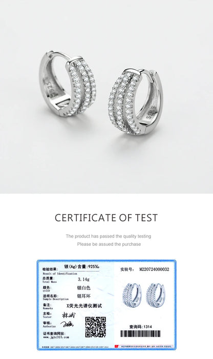 Ailmay New Arrival Luxury Dazzling CZ Ear Buckles Real 925 Sterling Silver Luxury Charm Hoop Earrings For Women Wedding Jewelry