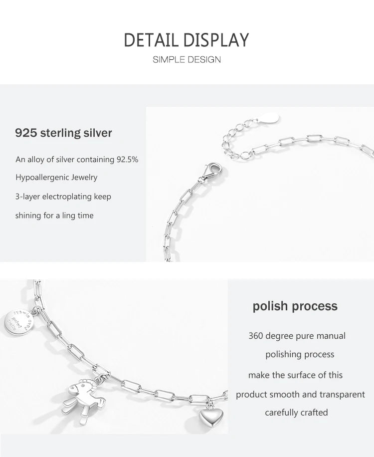 Ailmay Sterling Silver 925 Unique Fashion Horse Animal Design Adjustable Bracelets For Women Girls Party Accessories Jewelry