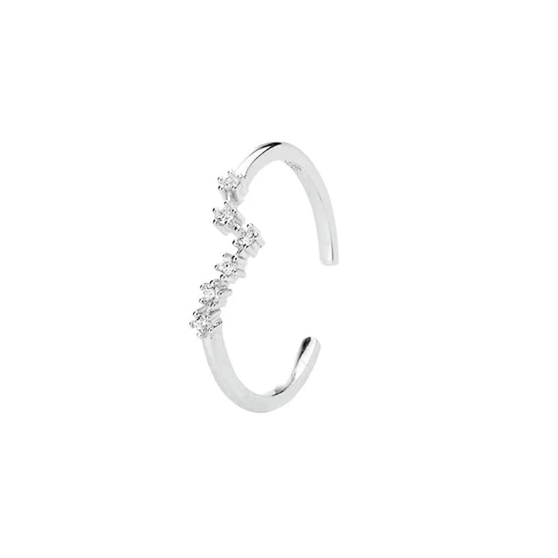 ROXI 925 Sterling Silver 12 Constellations Series Crystal Finger Rings For Women Men Couple Adjustable Jewelry Birthday Gift