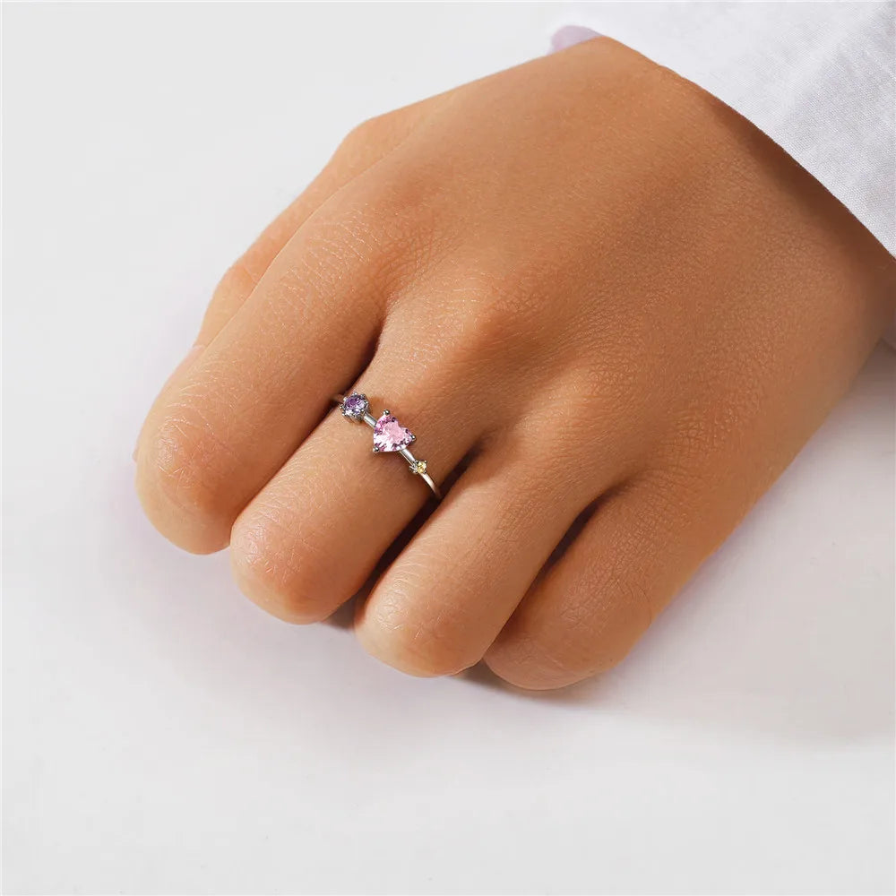 ROXI 925 Sterling Silver Open Ring Luxury Purple Zircon Finger Rings For Women Engagement Weddings Party Jewelry anillos