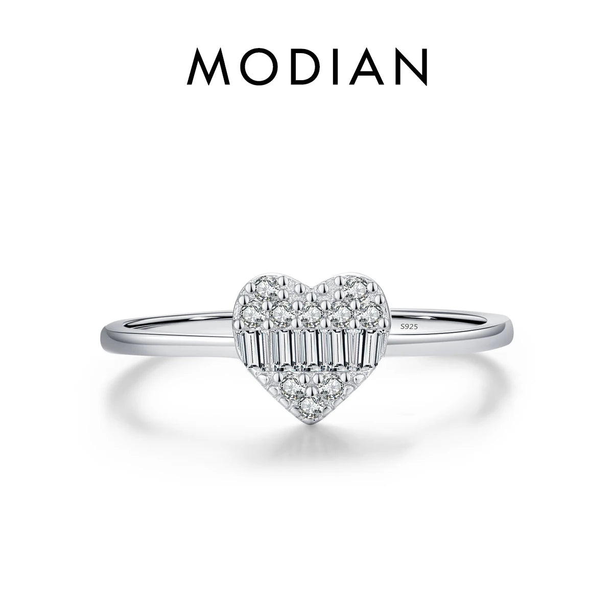 MODIAN Solid 925 Sterling Silver Simple Square Luxury Dazzling CZ Engagement Ring For Women Wedding Statement Fine Jewelry Gift