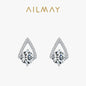 Ailmay Genuine 925 Sterling Silver Luxury Water Drop Shape Sparkling CZ Stud Earrings For Women Wedding Fine Female Jewelry