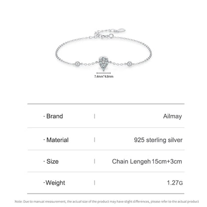 Ailmay Real 925 Sterling Silver Luxury Water Drop Clear CZ Link Chain Platinum Plated Bracelet For Women Fashion Wedding Jewelry