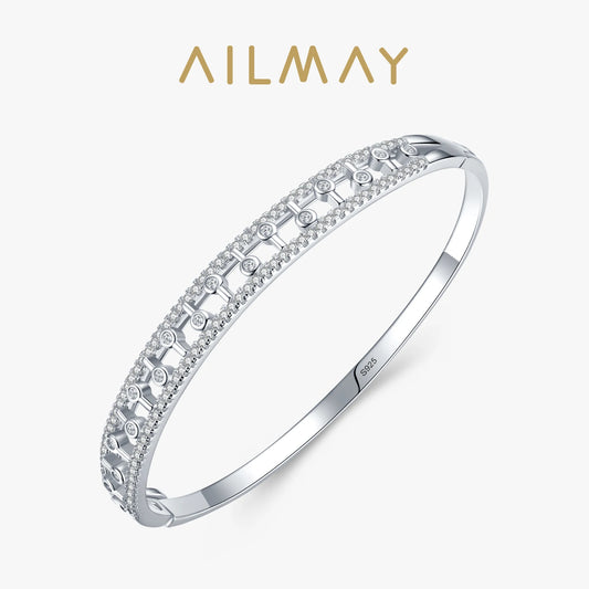 Ailmay New Arrivals Luxury Classic Sparkling CZ Bracelets Clear Cubic zirconia Bracelets For Women Fashion Anniversary Jewelry