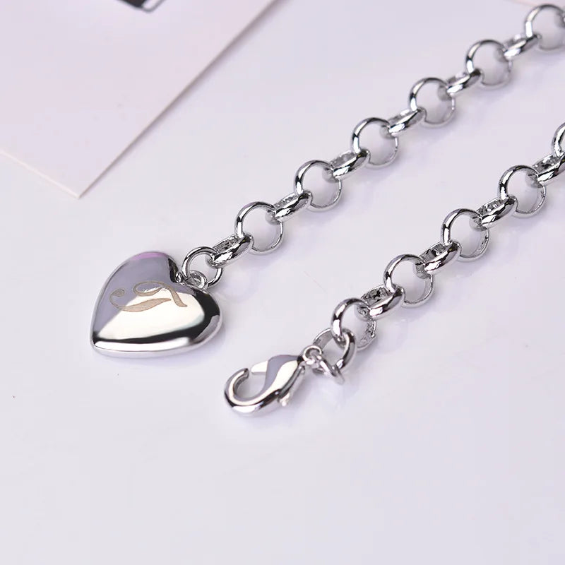 New 925 Sterling silver noble Heart 26 Letteres chain Bracelets for women Fashion Designer brand party wedding Jewelry gifts