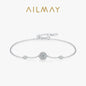 Ailmay 925 Sterling Silver Simple Fashion Round Sparkling Zirconia Link Chain Bracelet For Women Wedding Engagement Jewelry Gift