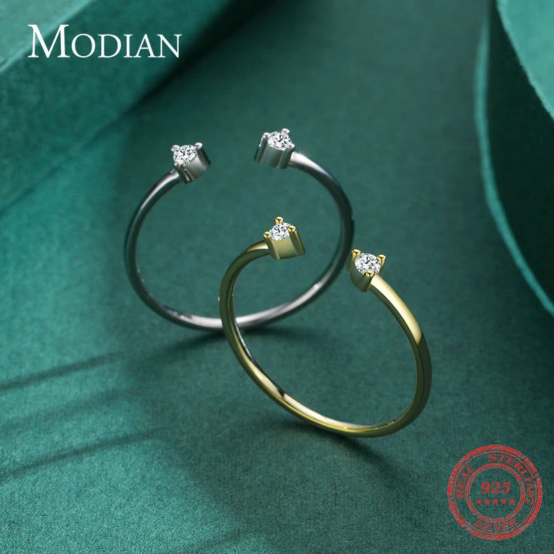 Modian 2022 New Real 925 Sterling Silver D Color Moissanite Finger Rings Trendy Adjustable Ring For Women Wedding Fine Jewelry