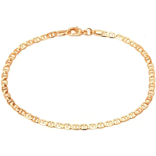 Gold Anklet for Women Flat Mariner Anklet 18K Gold Plated Flat Marina Link Anklets for Women Teen Girls