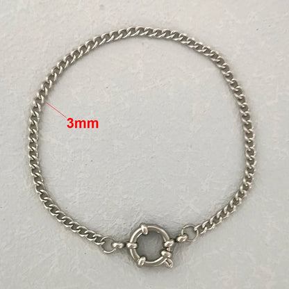 QMHJE Anchor Clasp Bracelet Women Men Stainless Steel Twist Rope Chain Sailor Wheel Geometric Link Basic DIY Gold Silver Color