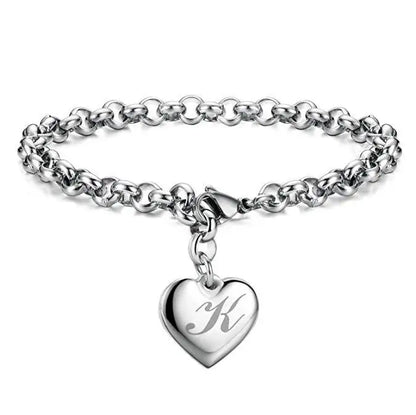 New 925 Sterling silver noble Heart 26 Letteres chain Bracelets for women Fashion Designer brand party wedding Jewelry gifts