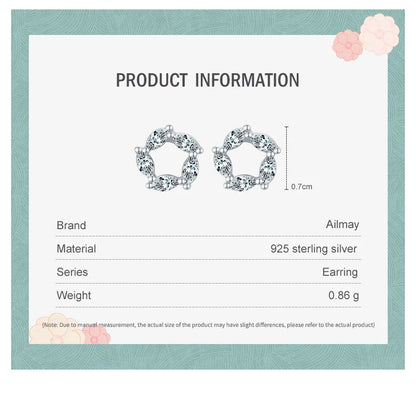 Ailmay Genuine 925 Sterling Silver Luxury Cubic Zirconia Stud Earrings For Women Charm Flower CZ Wedding Statement Jewelry Gifts