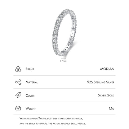 MODIAN 925 Sterling Silver Classic Sparkling Zircon Wedding Engagement Band Promise Bridal Ring For Women Fine Jewelry Gift