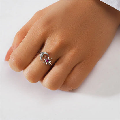 ROXI 925 Sterling Silver Open Ring Luxury Purple Zircon Finger Rings For Women Engagement Weddings Party Jewelry anillos