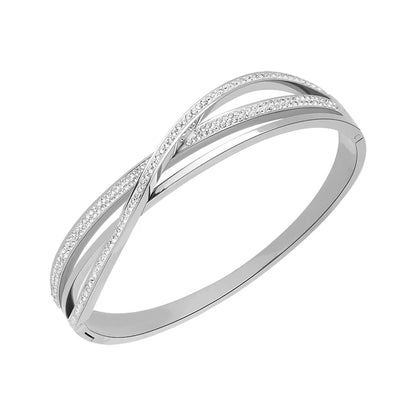 PAXA New Fashion Matte Zirconia Stainless Steel Bracelet for Women Elegant Bangle 2023 Female Wedding Party Jewelry Accessories