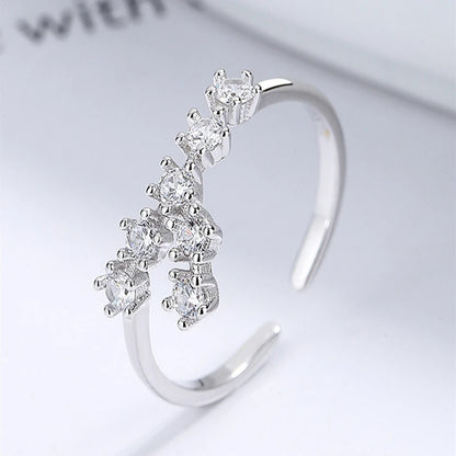 ROXI 925 Sterling Silver 12 Constellations Series Crystal Finger Rings For Women Men Couple Adjustable Jewelry Birthday Gift