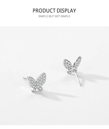 Ailmay Solid 925 Sterling Silver Luxury Full Zirconia Charm Butterfly Animal Stud Earrings Fine Jewelry For Women Christmas Gift