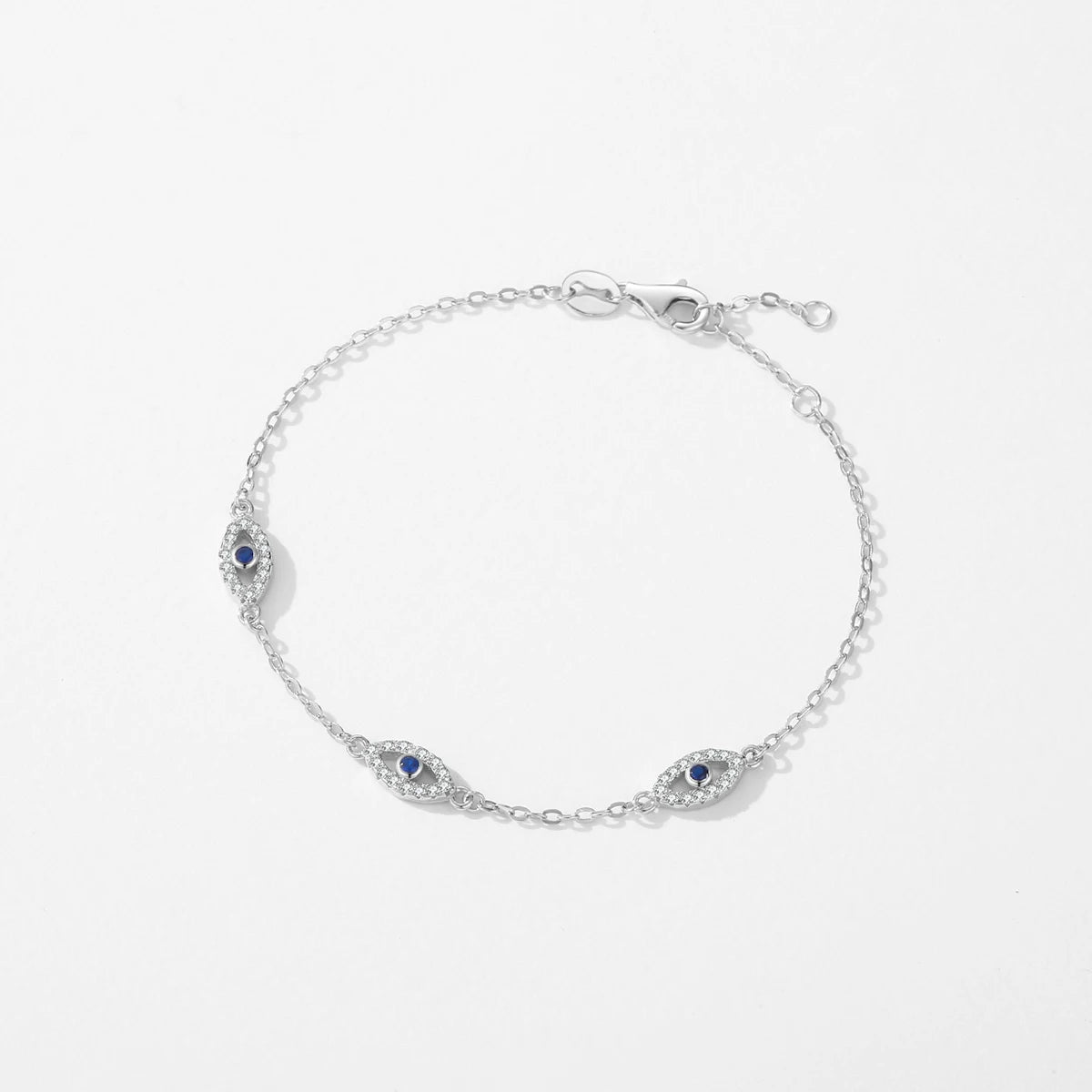 MODIAN 925 Sterling Silver Elegant Blue Clear CZ Adjustable Bracelet For Women Korea Style Blue Eyes Chain Link Fine Jewelry