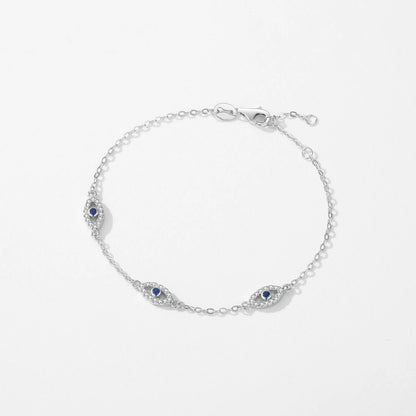 MODIAN 925 Sterling Silver Elegant Blue Clear CZ Adjustable Bracelet For Women Korea Style Blue Eyes Chain Link Fine Jewelry