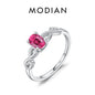 MODIAN 925 Sterling Silver Oval Red CZ Ring Romantic Infinite Love Vintage Rings For Women Basic Fine Jewelry