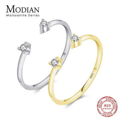 Modian 2022 New Real 925 Sterling Silver D Color Moissanite Finger Rings Trendy Adjustable Ring For Women Wedding Fine Jewelry