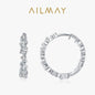 Ailmay Fine Irregular Geometric Design Clear Zircon Earrings For Women Classic Luxury 925 Sterling Silver Fashion Jewelry