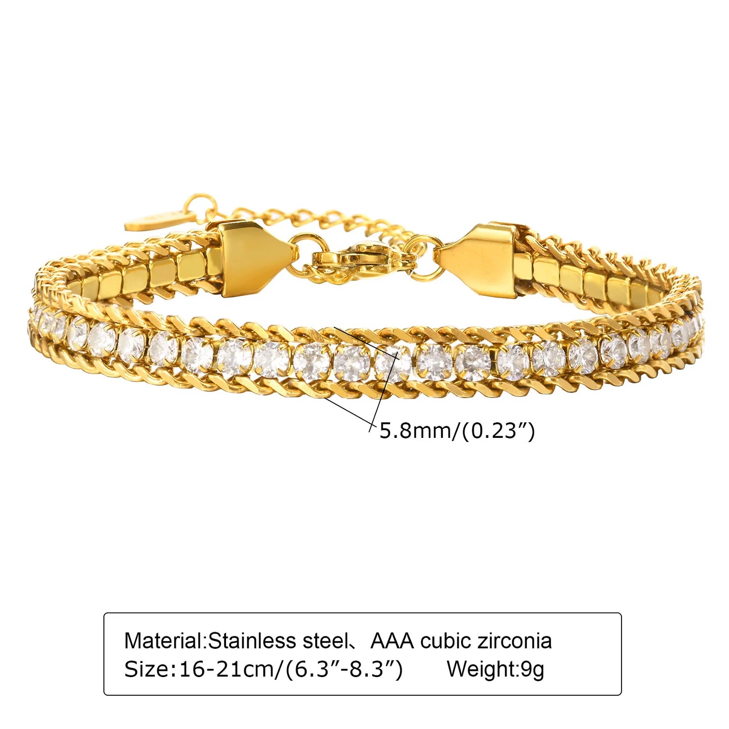 Women Paperclip Chain Bracelet,18K Gold Plated Stainless Steel Adjustable Chain Bracelet,Chunky Stackable Layered Jewelry